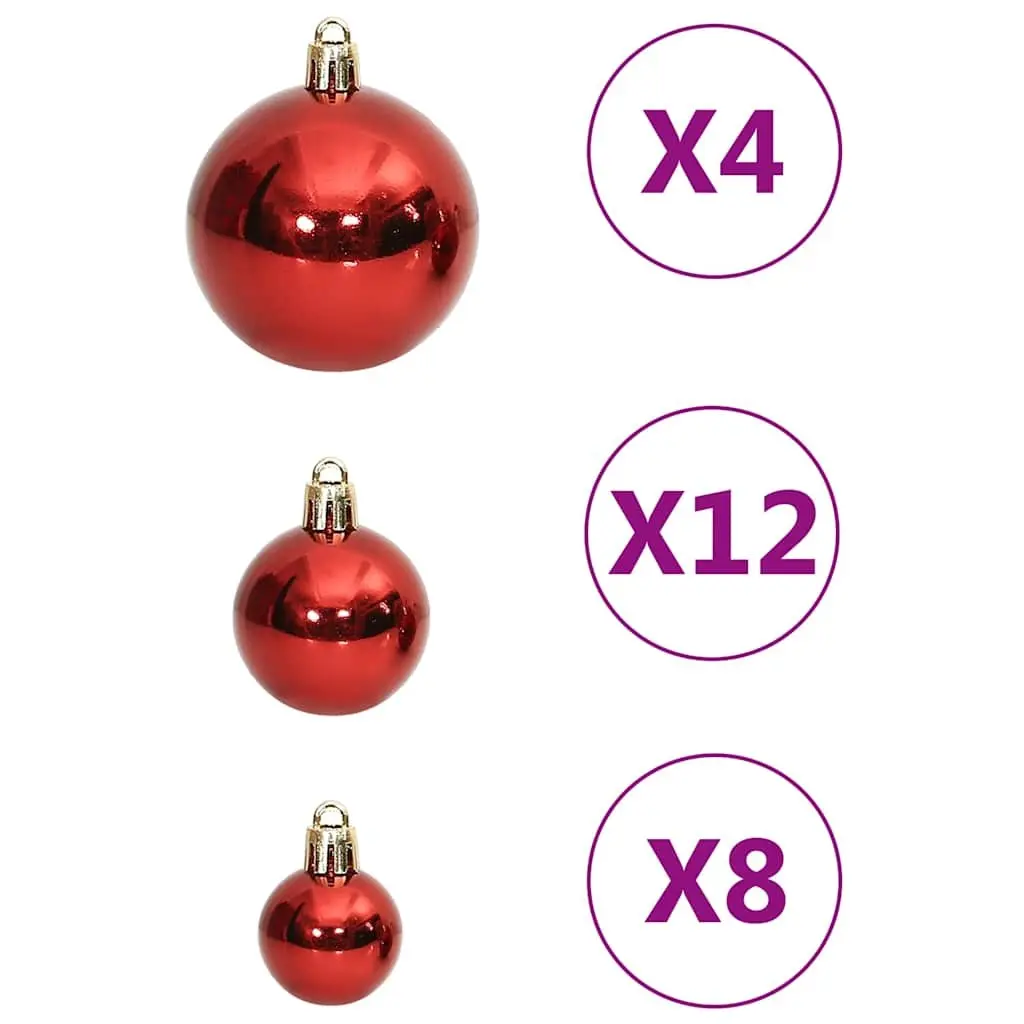 Christmas Bauble Set Shatterproof Polystyrene 111 Piece Red Ornaments Tree Decorations
