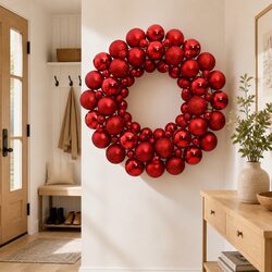 Christmas Wreath Red 45cm Holiday Door Decoration Festive Home Seasonal Ornament