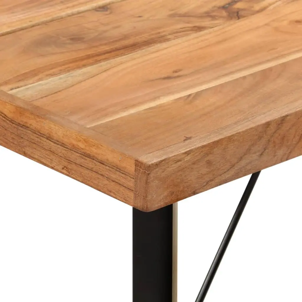 Bar Table Solid Acacia Wood Iron Frame 150x70x107 cm Brown