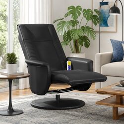 Massage Recliner Chair with Footrest Armchair Swivel Vibration Black Faux