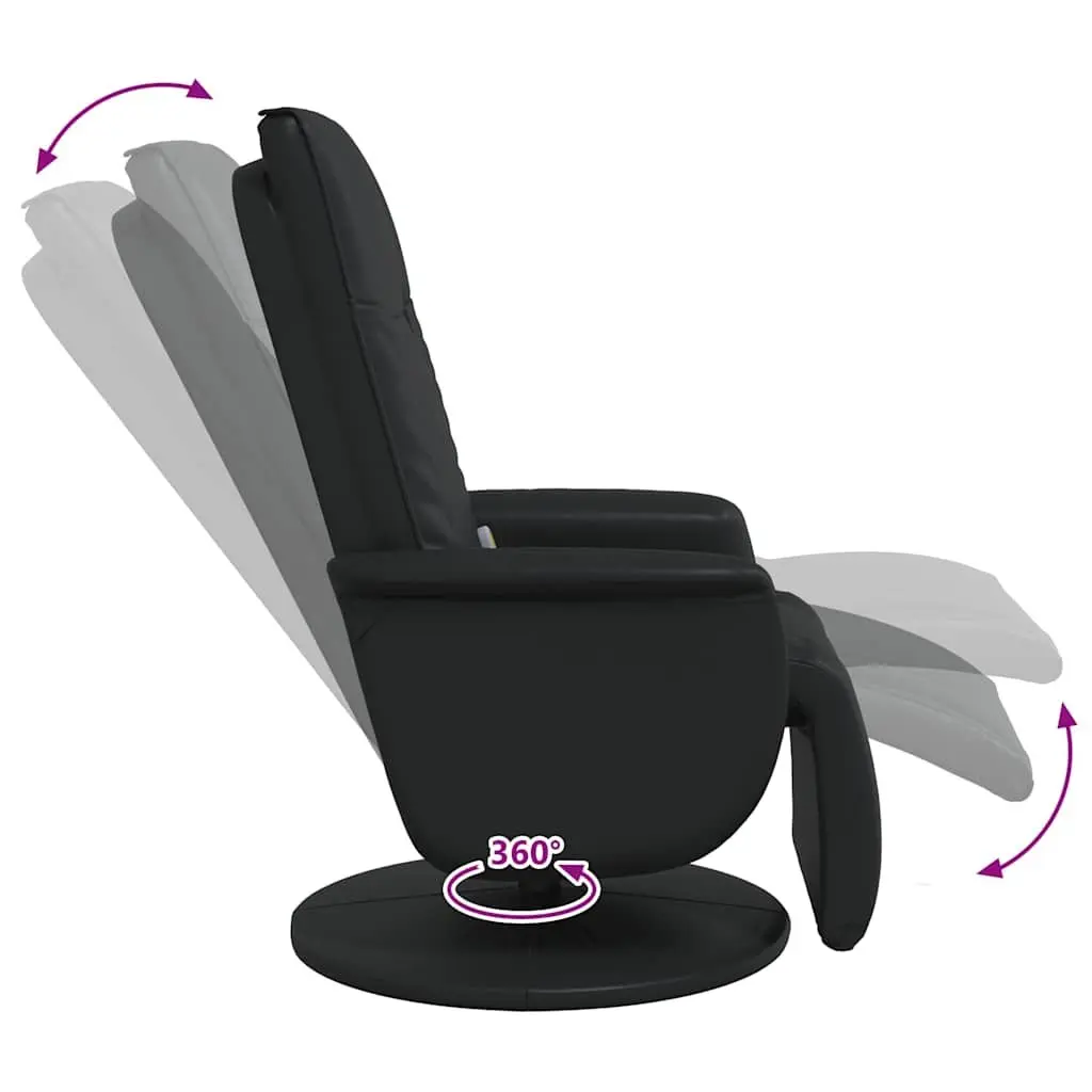 Massage Recliner Chair Vibration Function 360 Degree Swivel Black Faux Leather