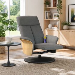 Massage Recliner Chair Adjustable Backrest Footrest Swivel Grey Armchair