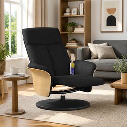 Massage Recliner Chair with Footrest Vibration Function Swivel Adjustable Black