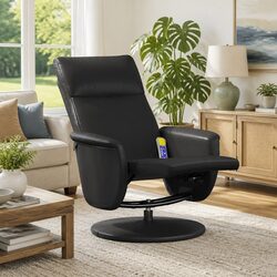 Massage Recliner Chair with Footrest Swivel Black Faux Leather Vibration