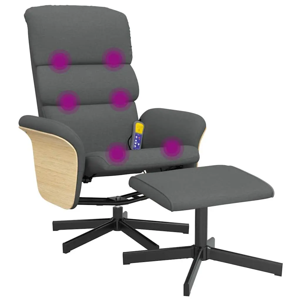 Massage Recliner Chair Vibration Therapy 360-Degree Swivel Dark Grey Fabric