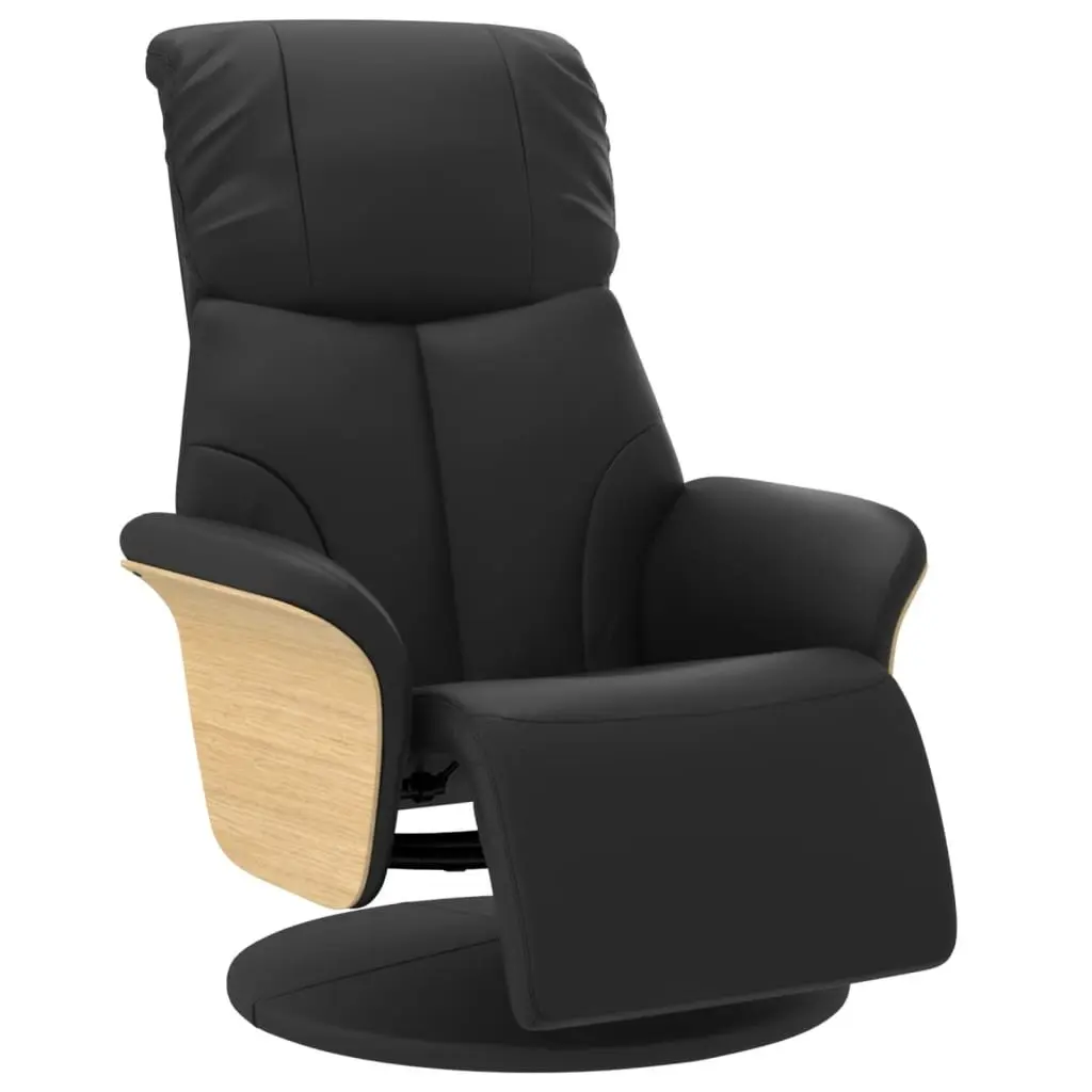 Recliner Chair Manual Adjustment 360 Degree Swivel Black Faux Leather