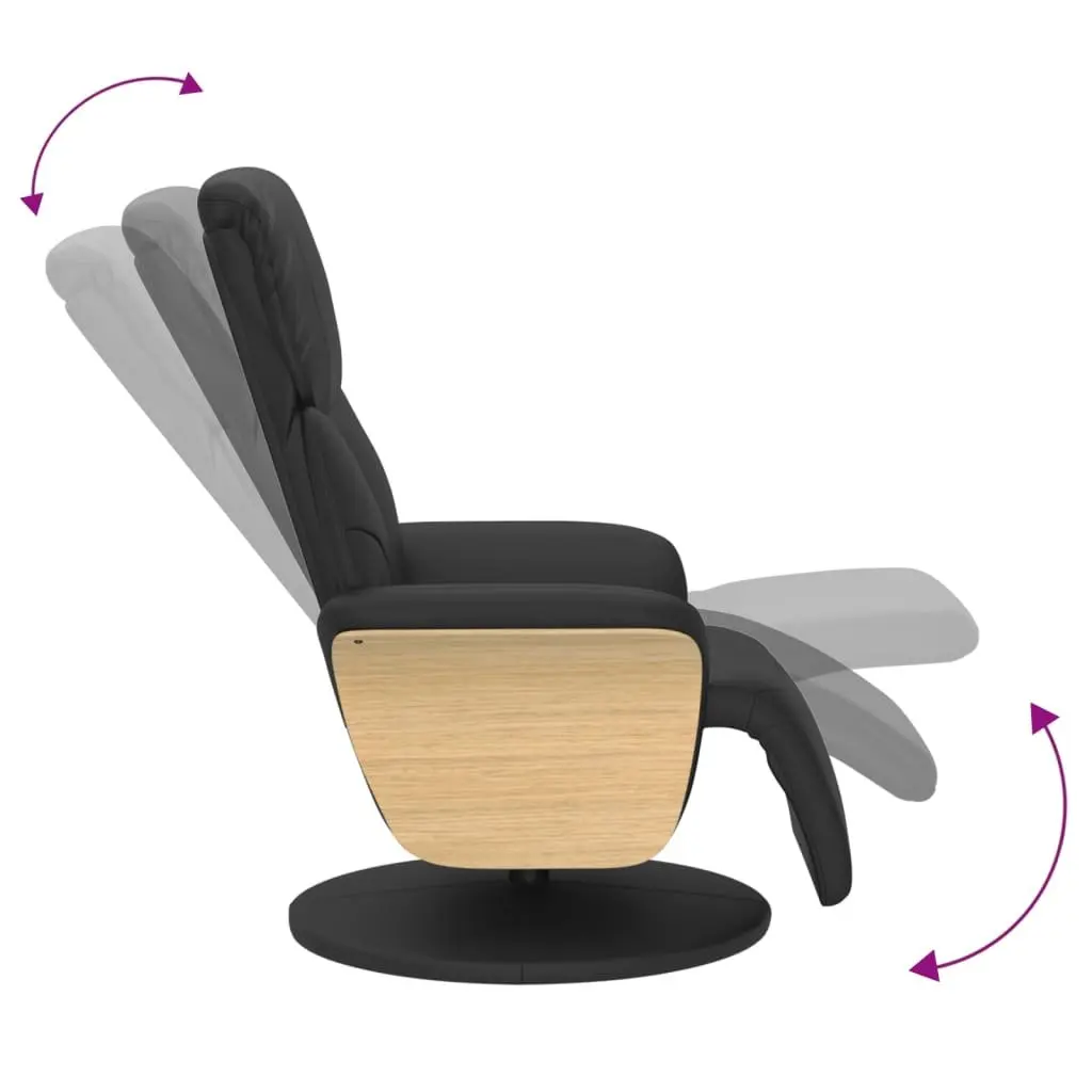 Recliner Chair Manual Adjustment 360 Degree Swivel Black Faux Leather