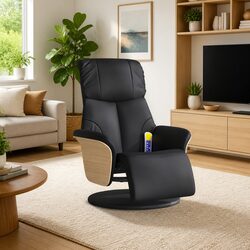 Massage Recliner Chair with Footrest Vibration 360 Swivel Adjustable Black Faux