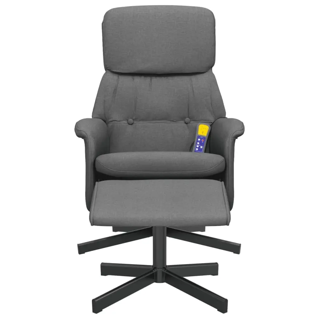 Massage Recliner Chair 6 Point Vibration Dark Grey Fabric with Footstool and Swivel