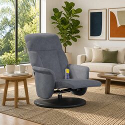 Massage Recliner Chair with Footrest Vibration 6 Points Adjustable Grey Velvet