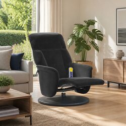 Massage Recliner Chair with Footrest 360 Swivel Adjustable Backrest Black Velvet