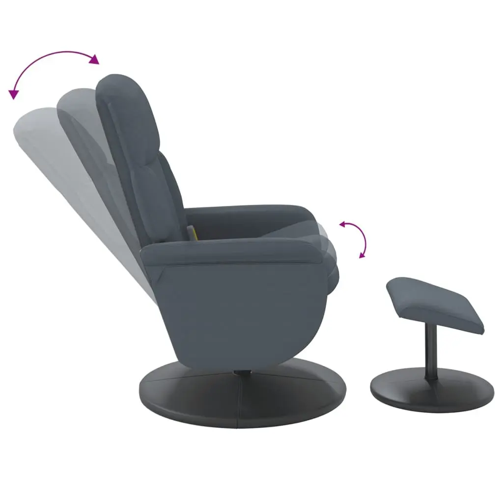 Massage Recliner Chair with Vibration Function 360 Swivel Dark Grey Velvet