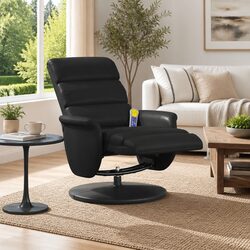 Massage Recliner Chair with Footrest 360 Swivel Vibration Armchair Black