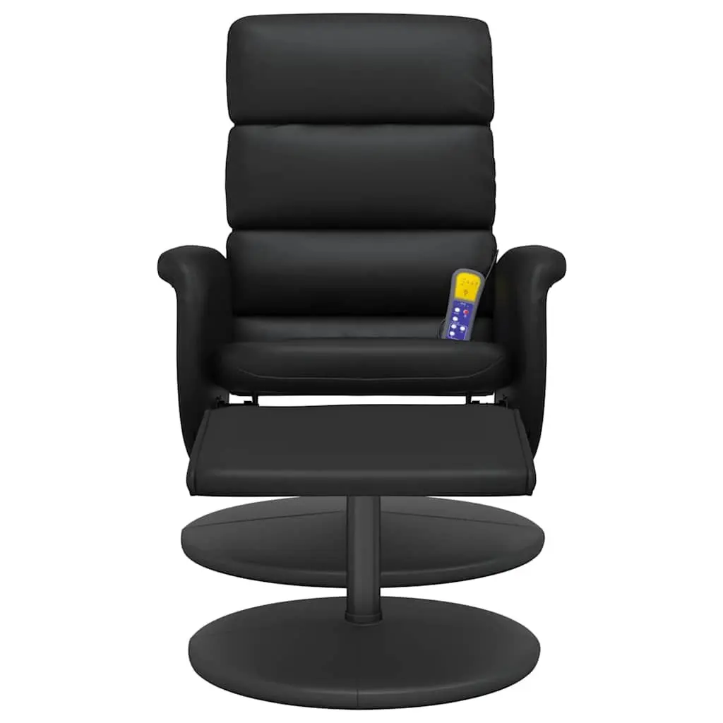 Massage Recliner Chair with Footstool 360-Degree Swivel Faux Leather Black