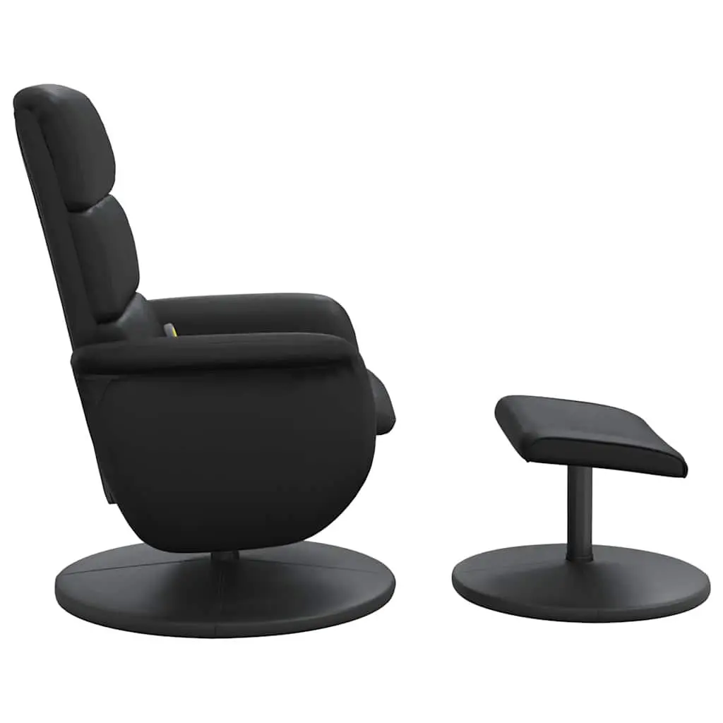 Massage Recliner Chair with Footstool 360-Degree Swivel Faux Leather Black