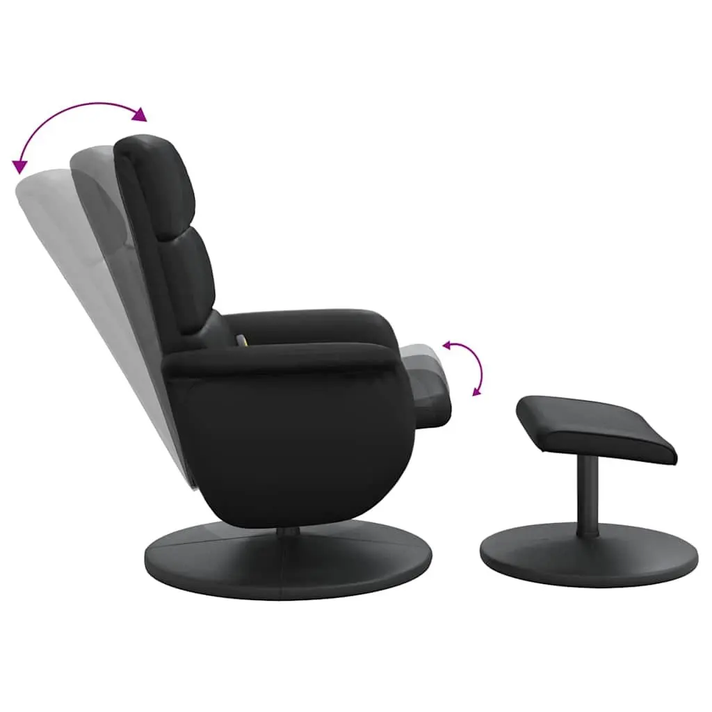 Massage Recliner Chair with Footstool 360-Degree Swivel Faux Leather Black