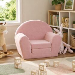 Kids Sofa Bed Pink Soft Plush 2-in-1 Folding Armchair Toddler Furniture Washable