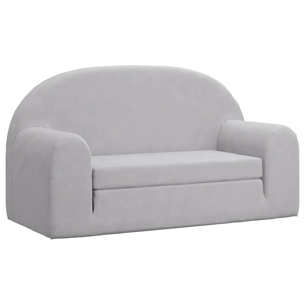 Kids Sofa Bed 2-Seater Grey Soft Plush Folding Armchair Toddler Furniture