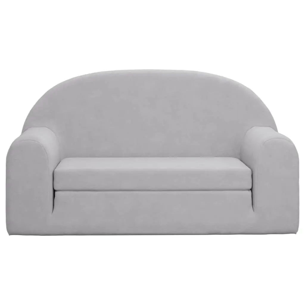 Kids Sofa Bed 2-Seater Grey Soft Plush Folding Armchair Toddler Furniture