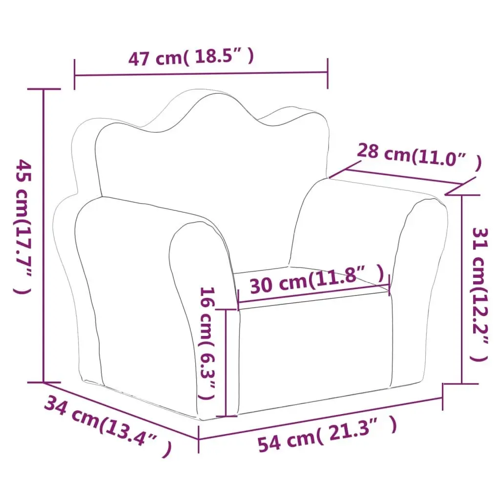 Kids Sofa Soft Plush Removable Cover Toddler Couch Pink
