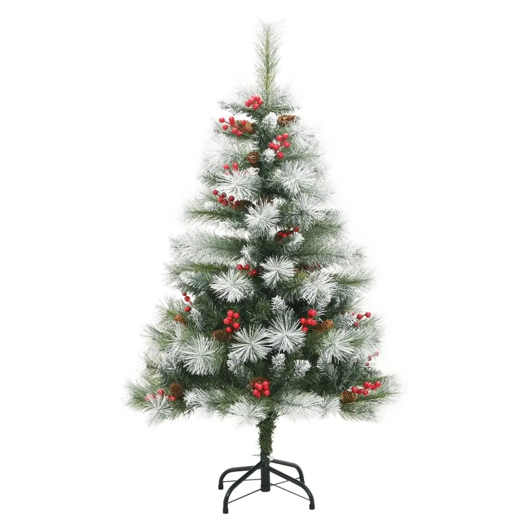Artificial Hinged Christmas Tree 150cm White with Cones and Berries