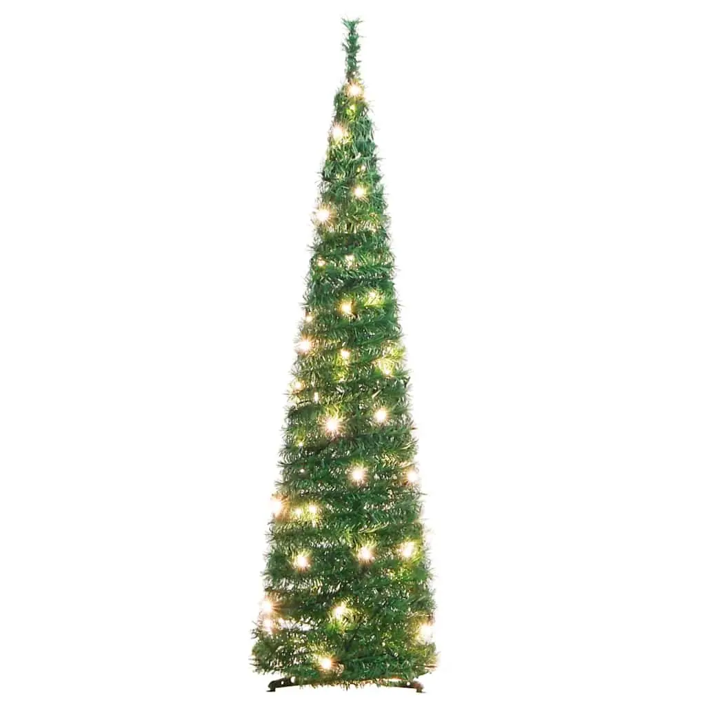 Artificial Christmas Tree Pop-up 120cm Green 50 LEDs 8 Lighting Modes Holiday