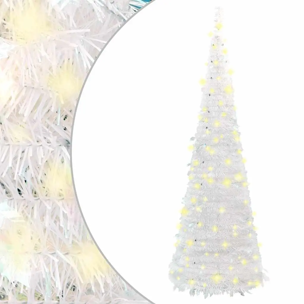 Artificial Christmas Tree Pop-up 150cm 100 LEDs White Holiday Decoration