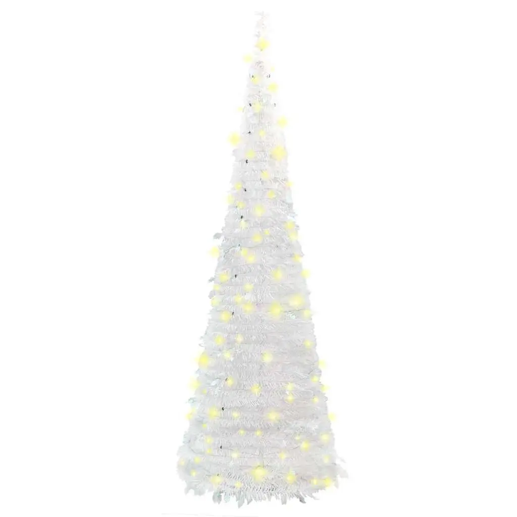 Artificial Christmas Tree Pop-up 150cm 100 LEDs White Holiday Decoration