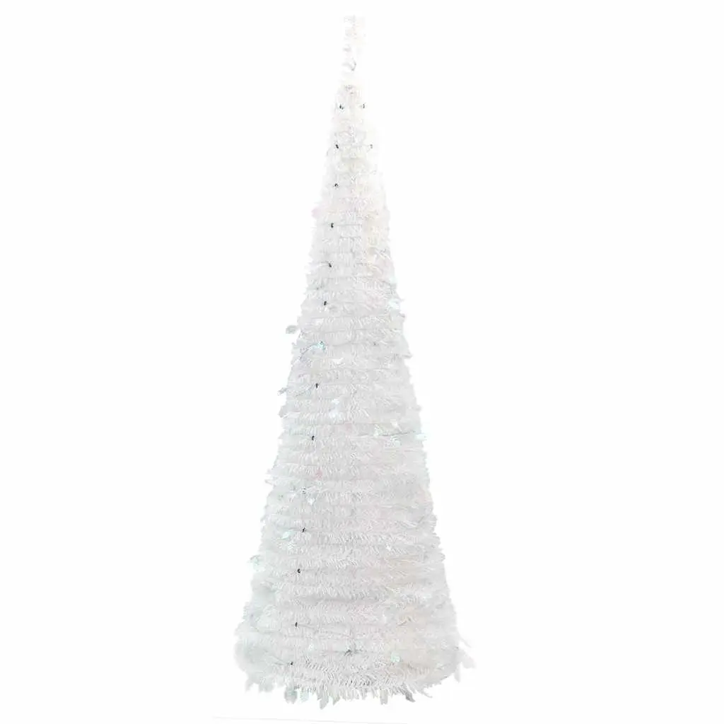 Artificial Christmas Tree Pop-up 150cm 100 LEDs White Holiday Decoration