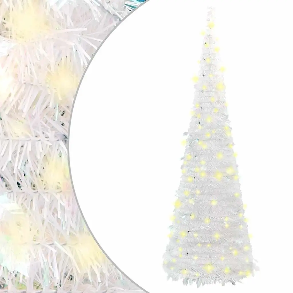 Artificial Christmas Tree Pop-Up 210cm 200 LEDs White 8 Lighting Modes Holiday