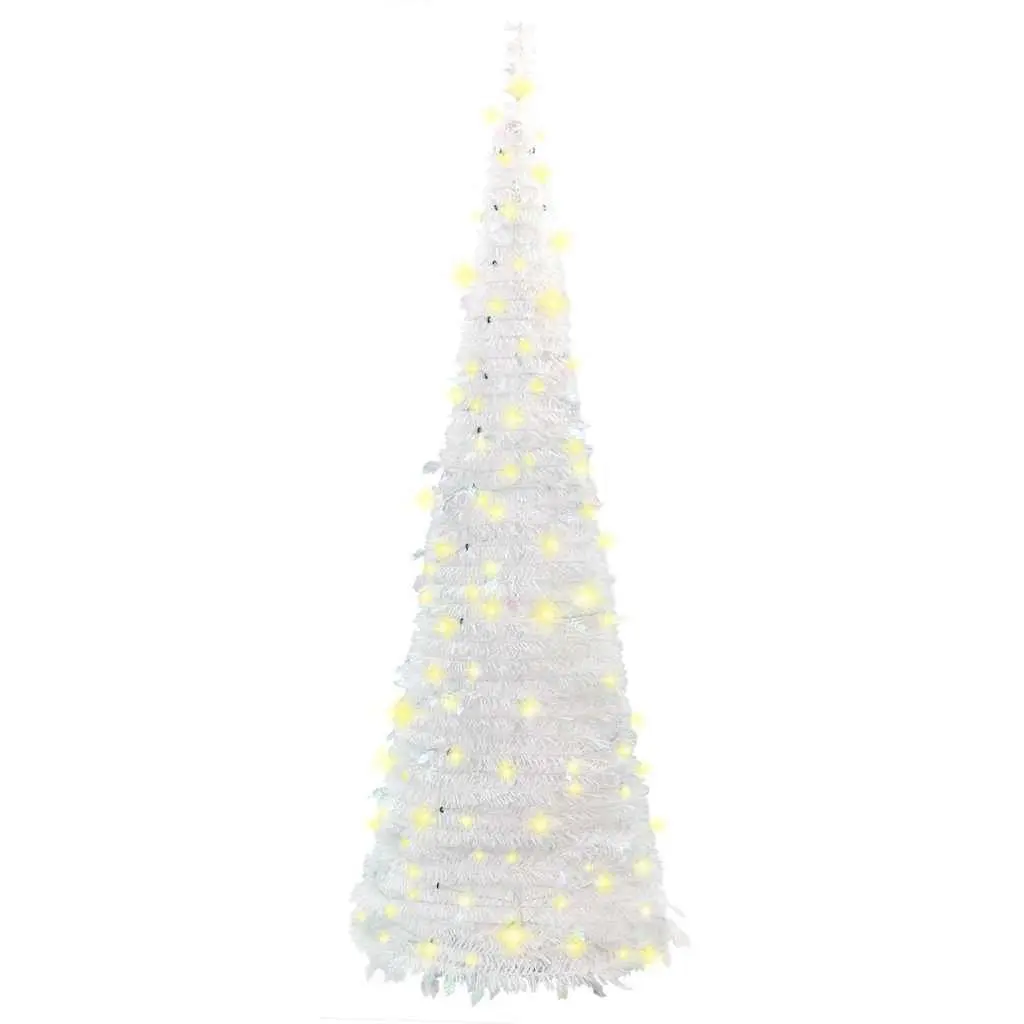 Artificial Christmas Tree Pop-Up 210cm 200 LEDs White 8 Lighting Modes Holiday