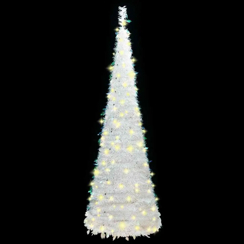 Artificial Christmas Tree Pop-Up 210cm 200 LEDs White 8 Lighting Modes Holiday