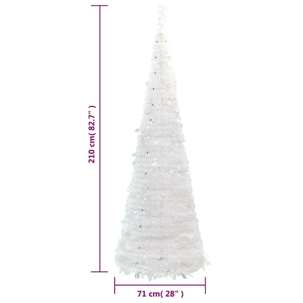 Artificial Christmas Tree Pop-Up 210cm 200 LEDs White 8 Lighting Modes Holiday