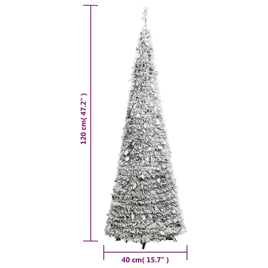Artificial Christmas Tree 120cm White Flocked Snow Pop-up 50 LEDs 8 Modes