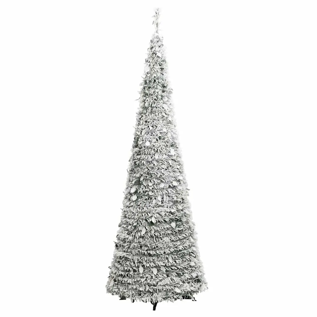Artificial Christmas Tree Pop-up Flocked Snow 100 LEDs 150cm White Seasonal