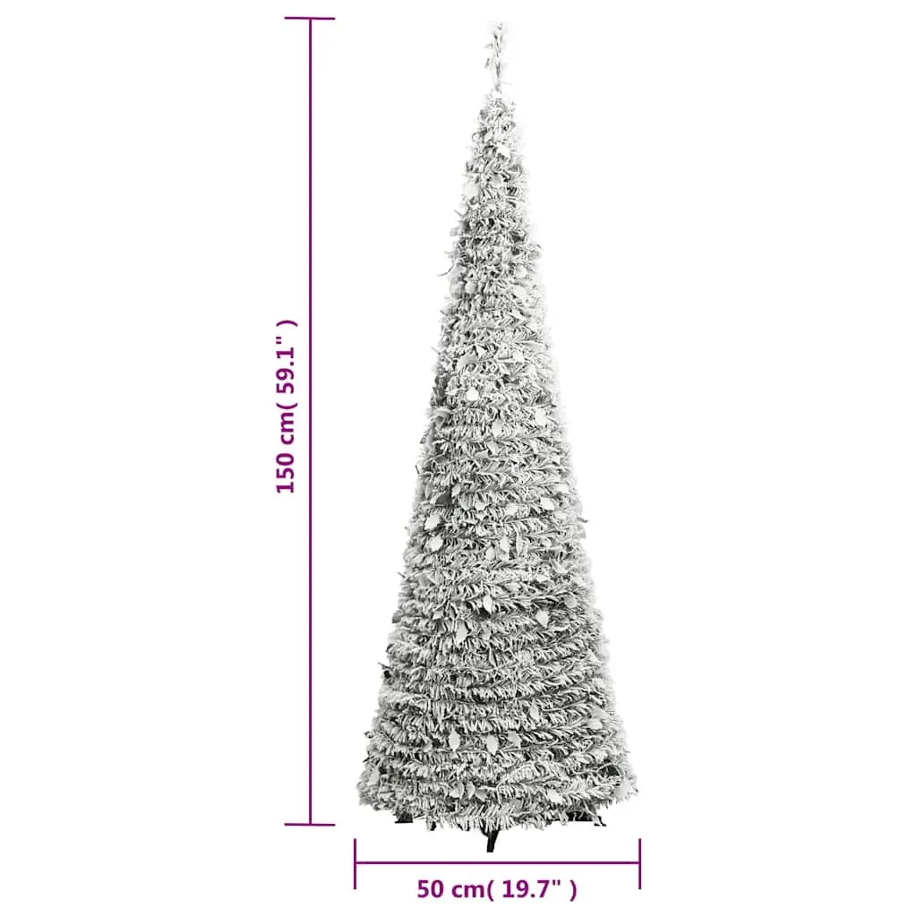 Artificial Christmas Tree Pop-up Flocked Snow 100 LEDs 150cm White Seasonal