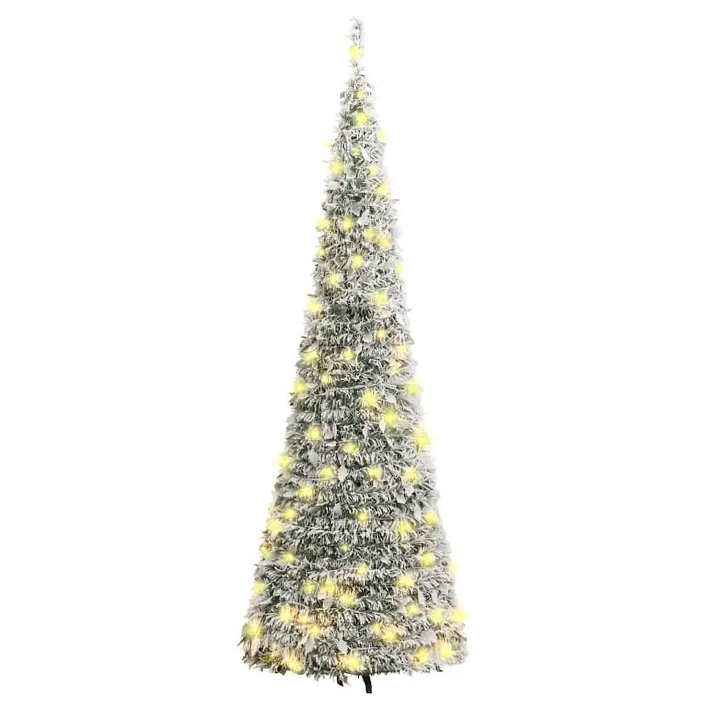 Artificial Christmas Tree Pop-up Flocked Snow 180cm 150 LEDs 8 Lighting Modes