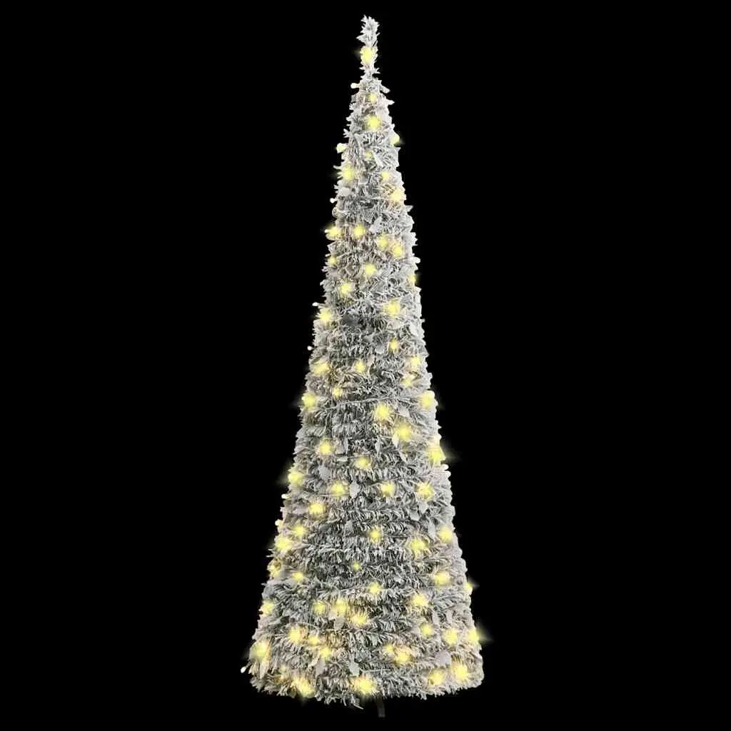 Artificial Christmas Tree Pop-up Flocked Snow 210cm 200 LEDs 8 Lighting Modes