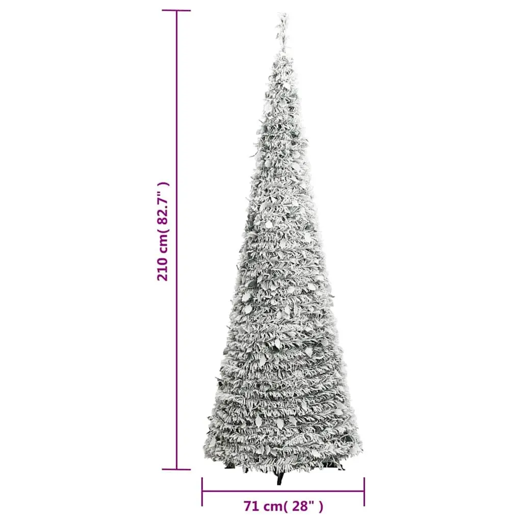 Artificial Christmas Tree Pop-up Flocked Snow 210cm 200 LEDs 8 Lighting Modes