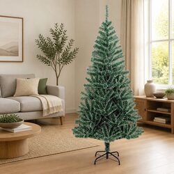 Artificial Christmas Tree 210cm Green Flocked Snow Realistic Holiday Seasonal