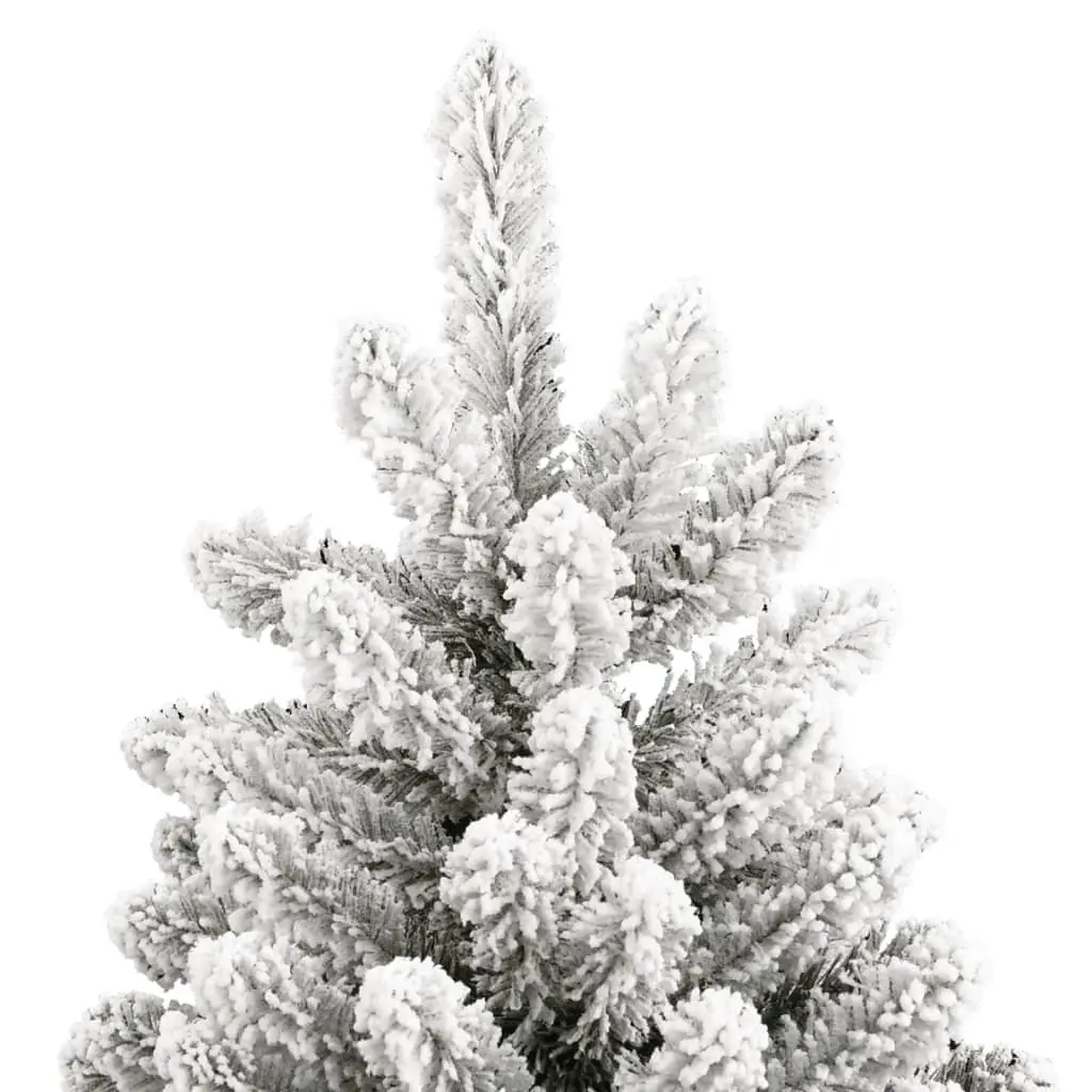 Artificial Hinged Christmas Tree 180cm White Flocked Snow Realistic PVC Tips