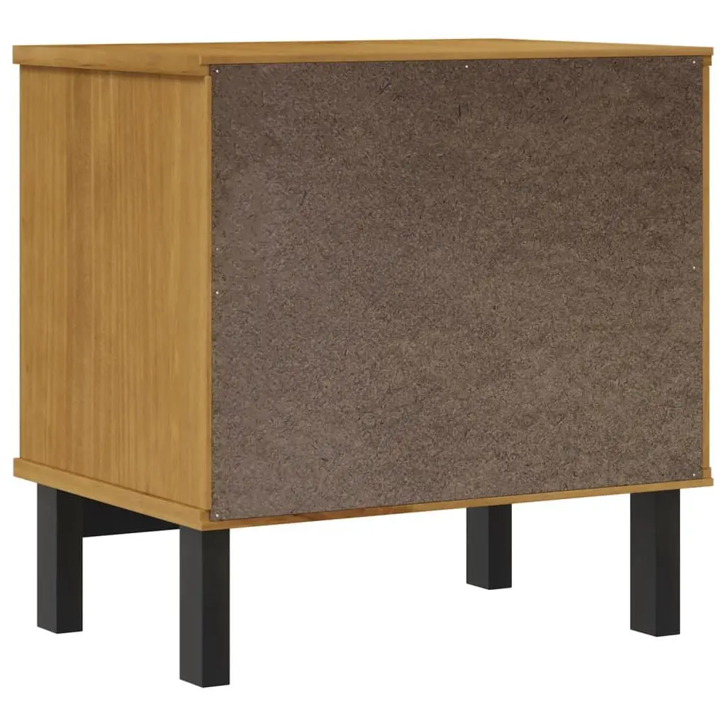 Bedside Table Solid Pine Wood Construction 2 Drawers Compartment Brown