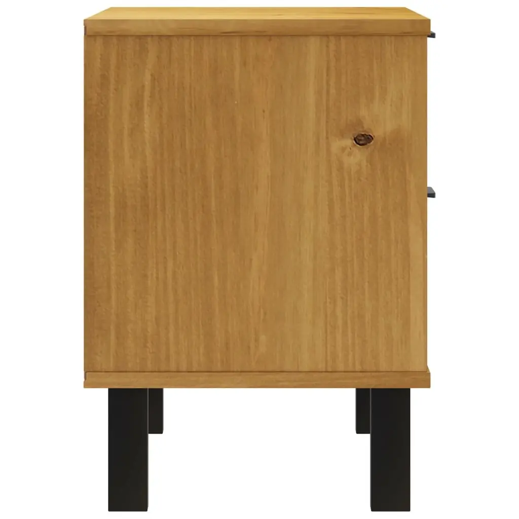 Bedside Table Solid Pine Wood Construction 2 Drawers Compartment Brown