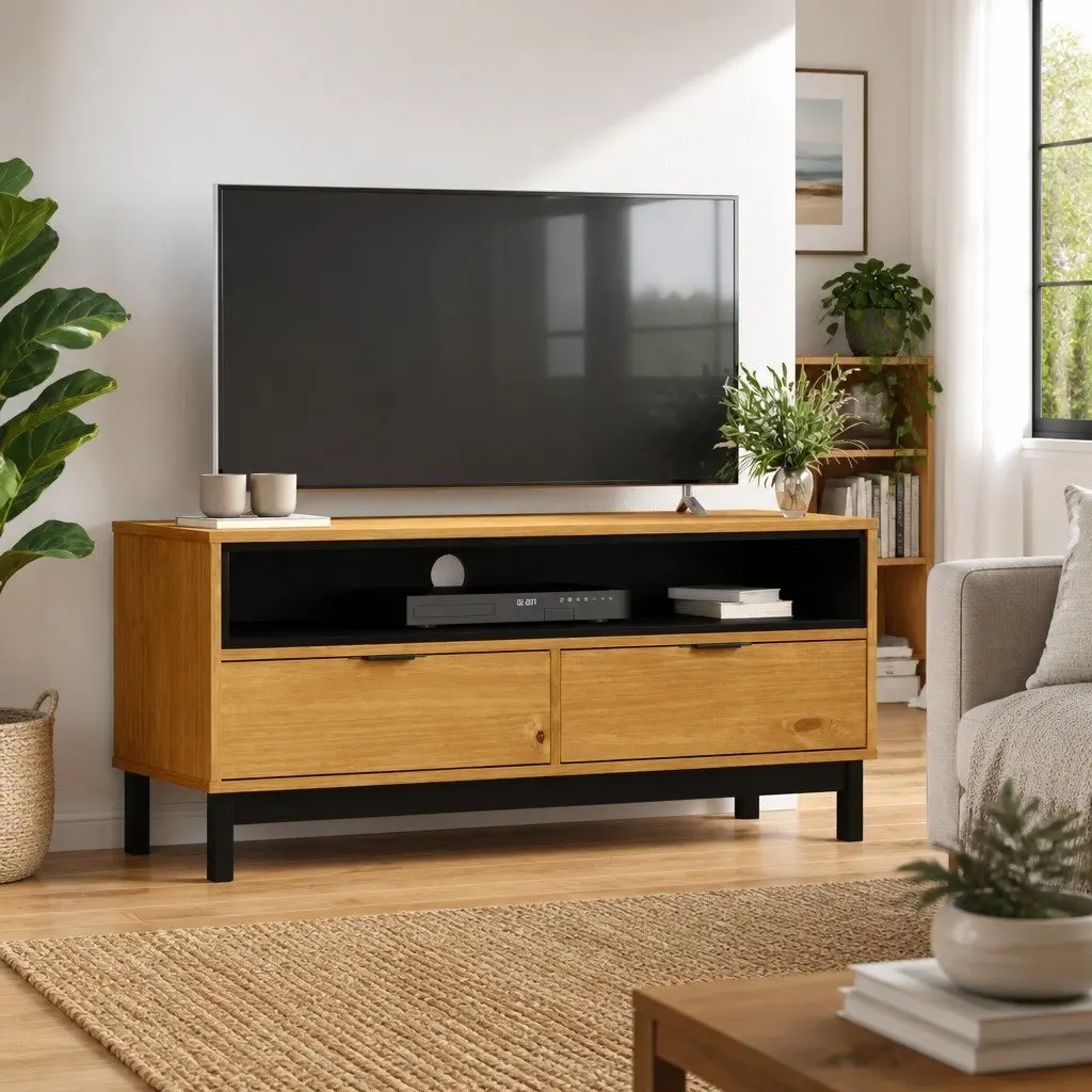TV Cabinet Solid Pine Wood Storage Unit 110x40x50cm Brown