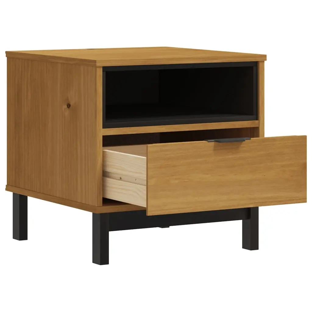Side Table Solid Pine Wood Storage 50x50x50 cm Brown