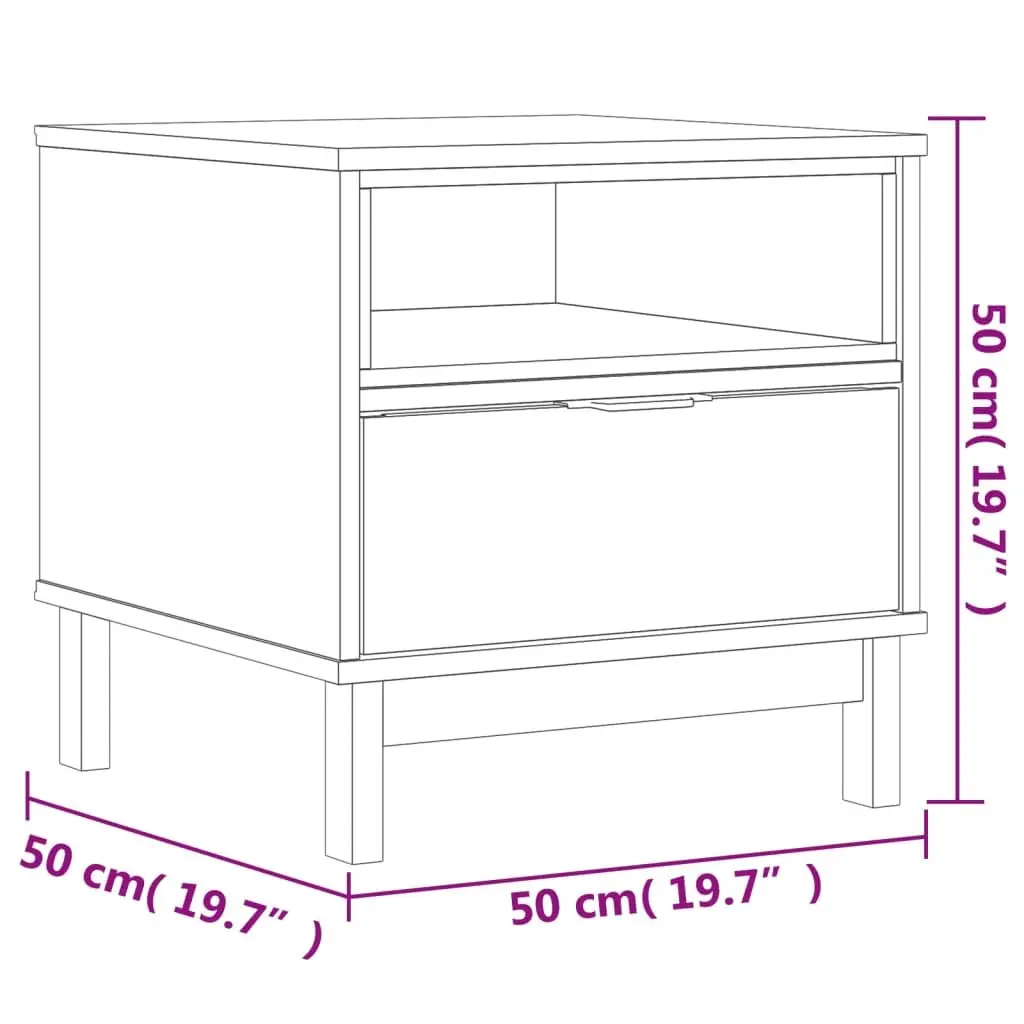 Side Table Solid Pine Wood Storage 50x50x50 cm Brown