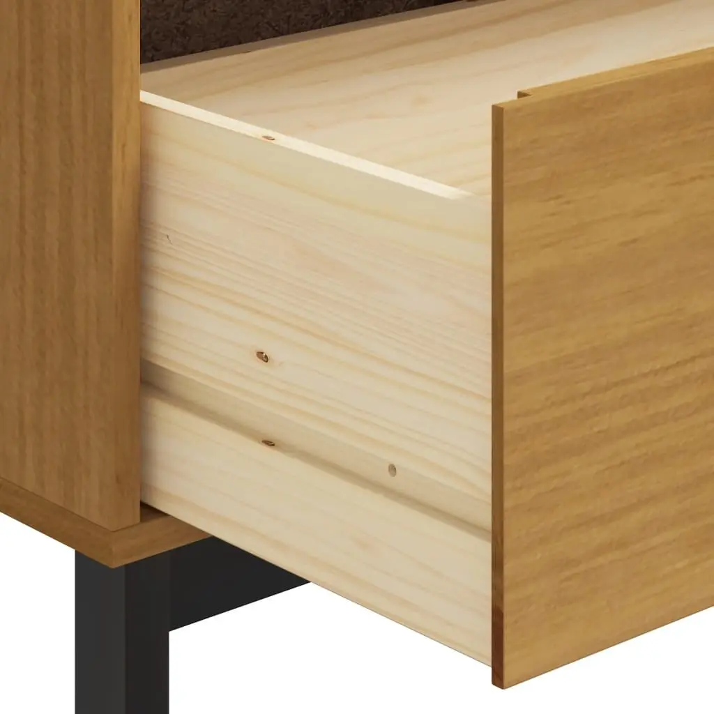 Solid Pine Wood Sideboard with Glass Door Brown 110x40x80cm