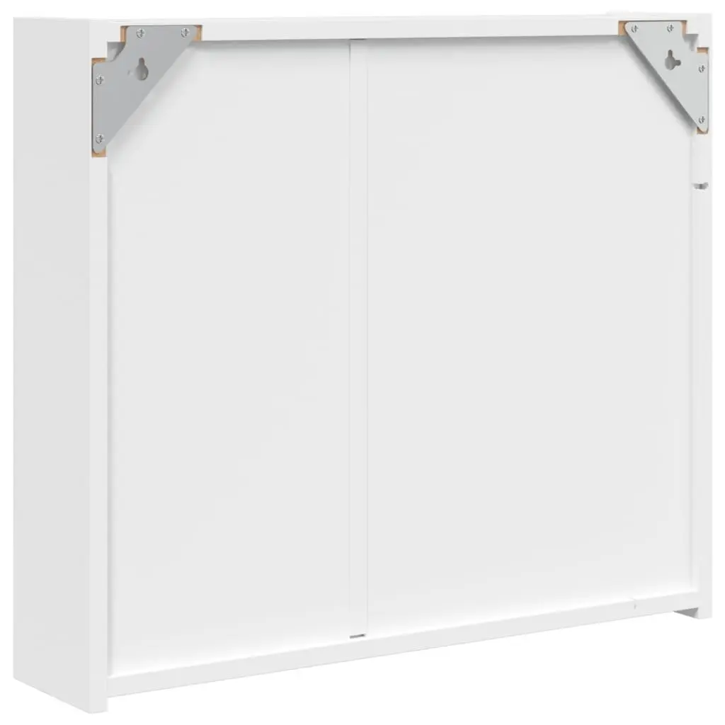 Bathroom Mirror Cabinet LED Light Wall-Mounted Storage 60x13x52cm White Engineered Wood