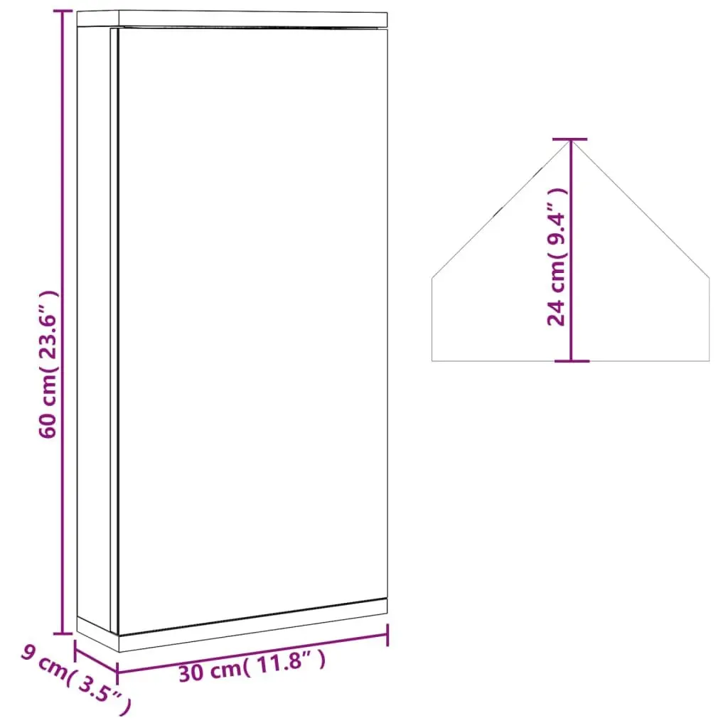Corner Bathroom Mirror Cabinet Wall-Mounted Storage 30x24x60cm Grey