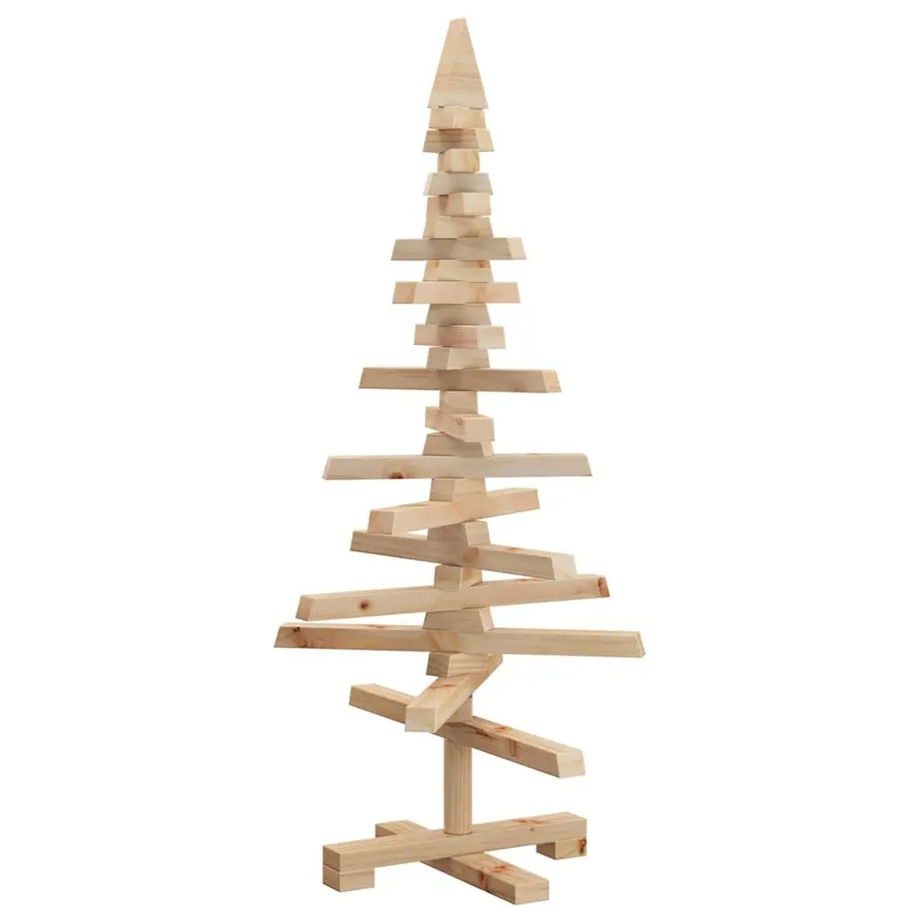Wooden Christmas Tree Decoration Solid Pine Wood 90cm Rustic Holiday Home Decor